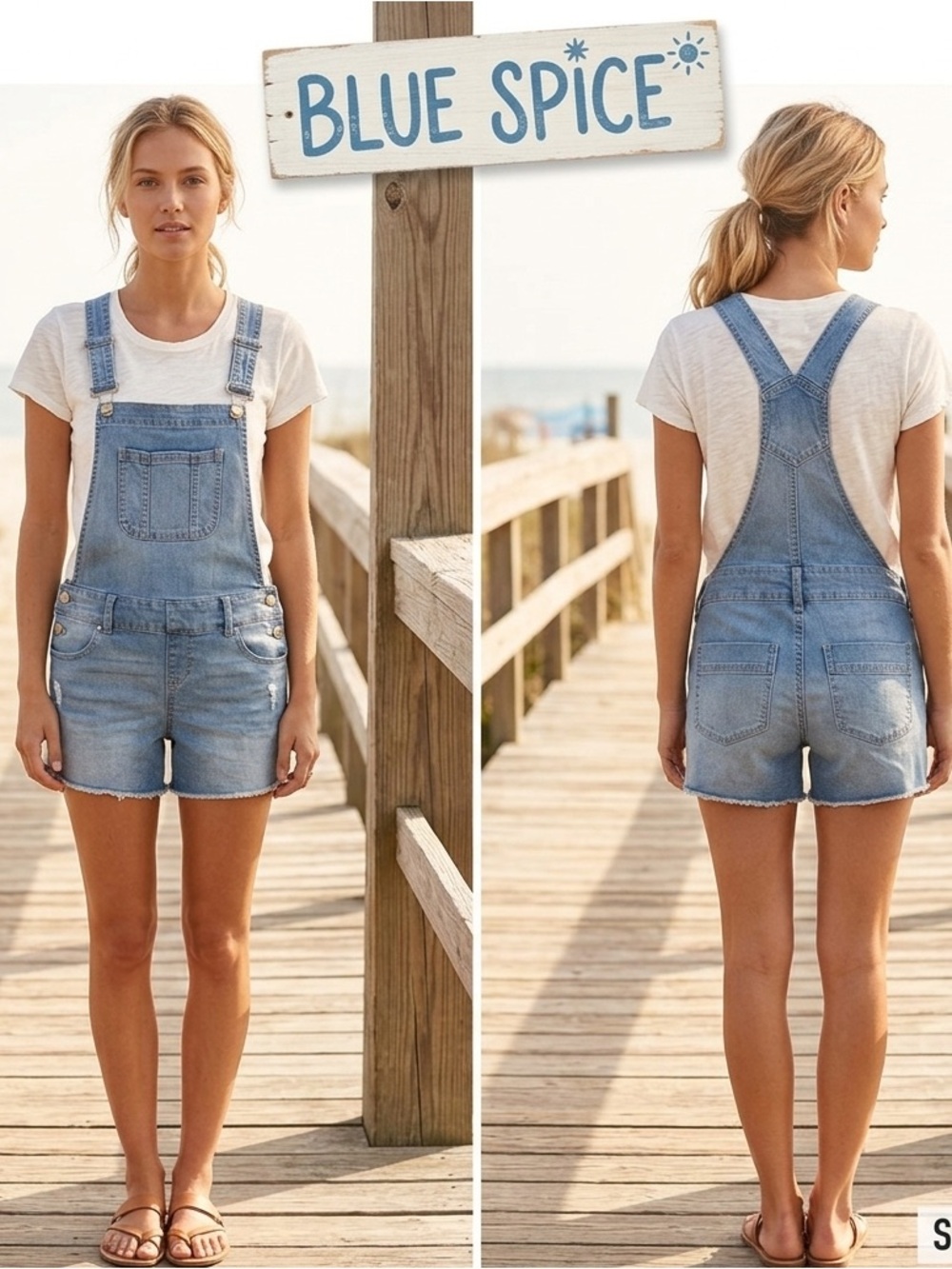 Blue Spice Denim Short Overalls 0